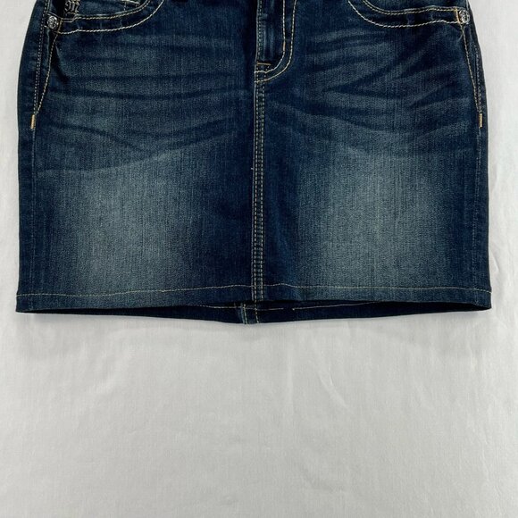 Miss Me Signature Mid Skirt Womens 28 Straight Mini Stretch Zip Denim Dark Wash - Picture 6 of 13